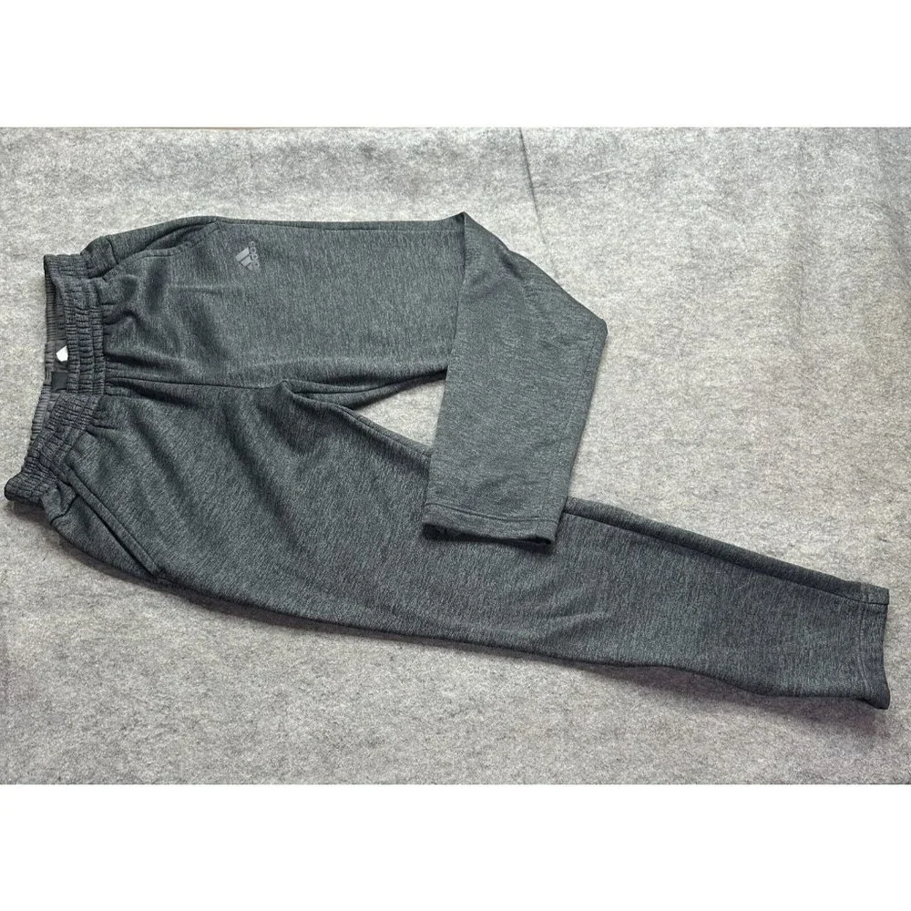 Adidas Sweatpants Tapered Gray Heather Fleece Men S 30"Ankle Zip *No Drawstring*